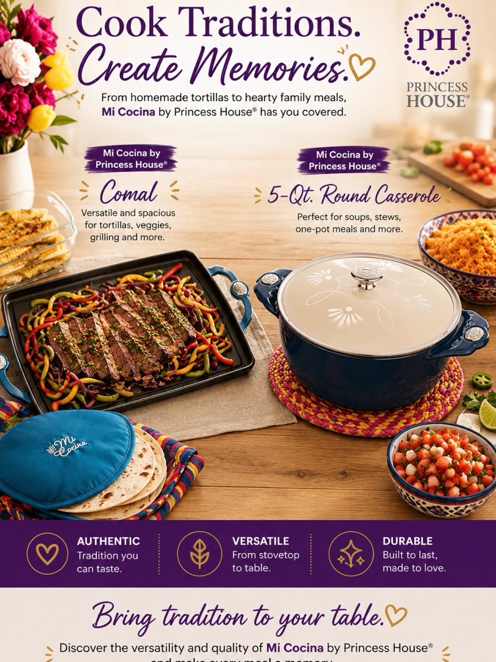 Princess House® Comal and Princess House® 5-Qt. Round Casserole